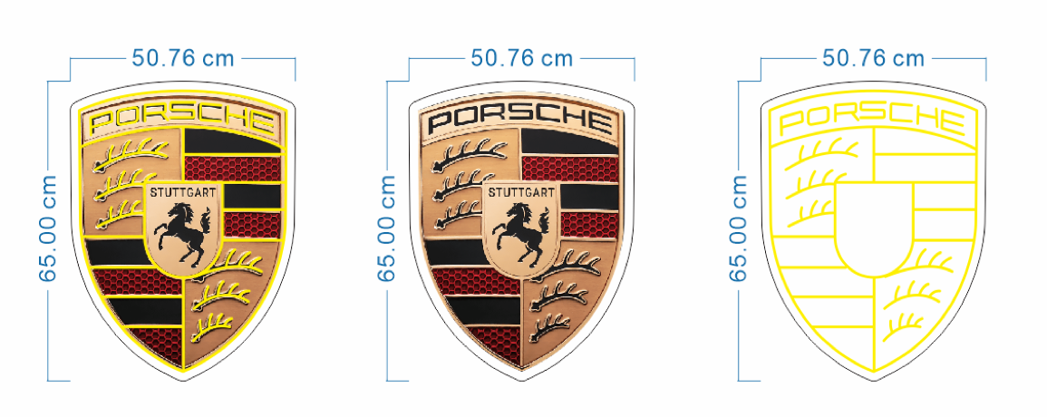 Logo Porsche néon Flex avec impression UV